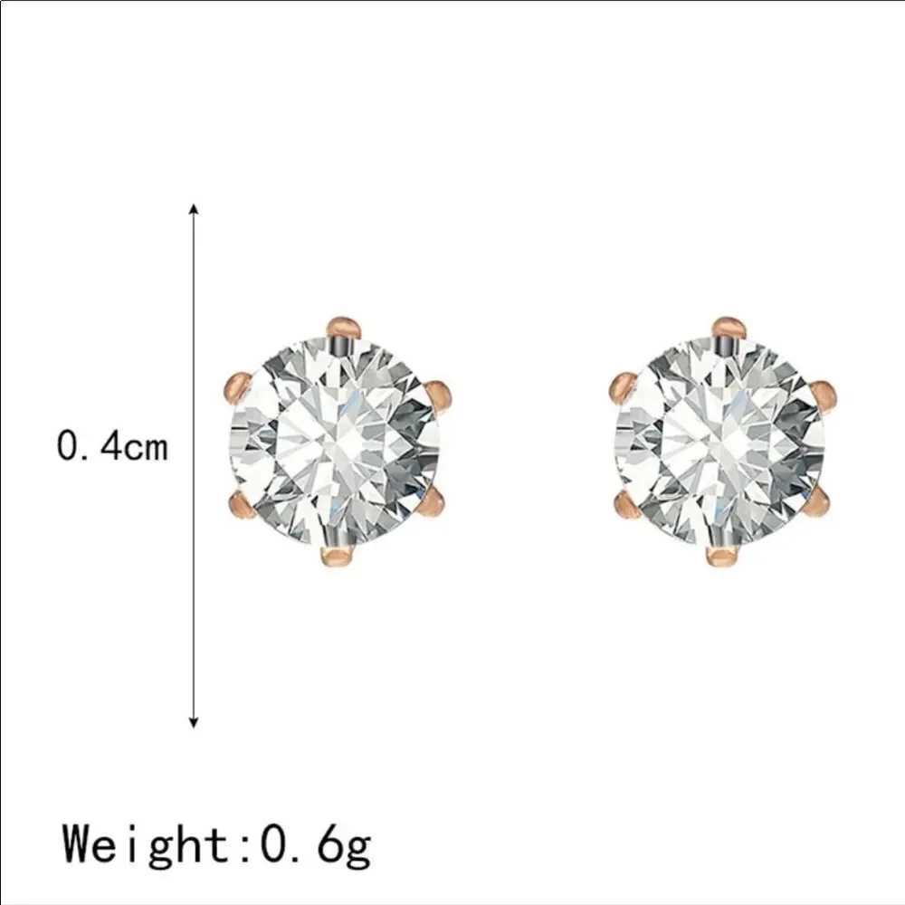 👑 Rosy Gold & Rhinestone Stud Earrings